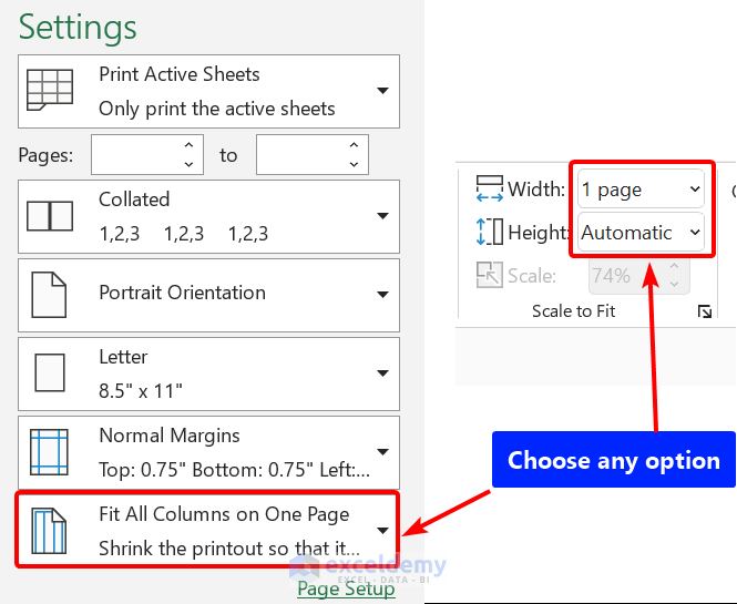 Autofit Only Width or Height to Print in Excel