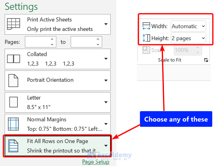 Autofit Only Width or Height to Print in Excel
