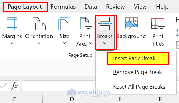 Adding Page Breaks to Divide Print Areas