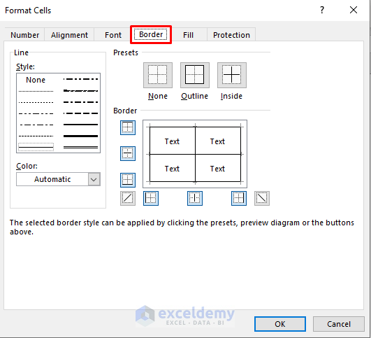 Use Format Cells Option to Remove Borders in Excel