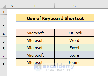 Remove Borders with Keyboard Shortcut in Excel