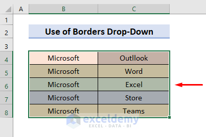 Use Excel Borders Drop-Down to Remove Borders