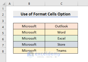 Use Format Cells Option to Remove Borders in Excel