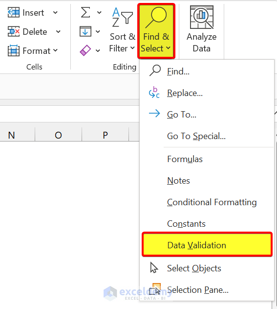 remove Data Validation in Excel