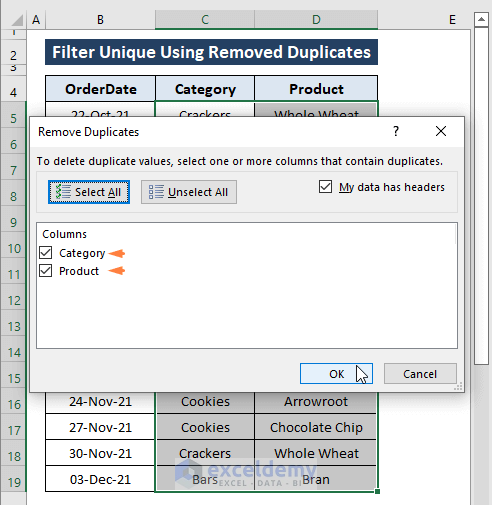 remove duplicates window