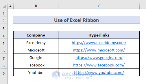 Use Excel Ribbon to Remove Hyperlinks