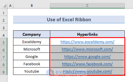Use Excel Ribbon to Remove Hyperlinks