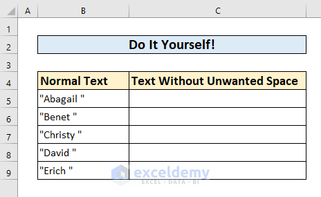 Remove Space in Excel after Text