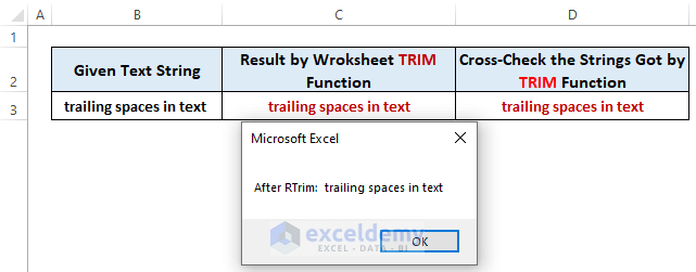 removing trailing spaces result-VBA RTrim