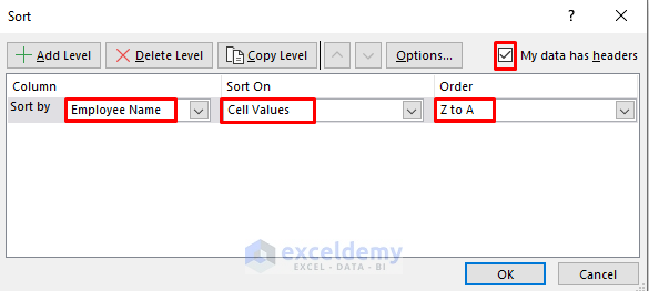 Use Sort Feature in Excel to Sort in Ascending Order