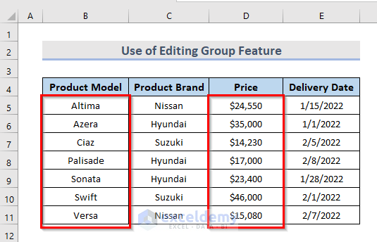 Sort Data by Two Columns from Editing Group