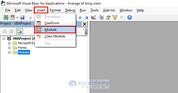 Inserting Module to to Calculate the Average of an Array with VBA