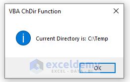 Change the Present Folder Using VBA ChDir Function