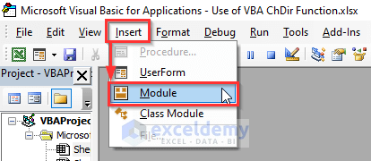 Change the Present Folder Using VBA ChDir Function