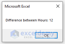 DateDiff Function to Find Difference between Hours in Excel VBA