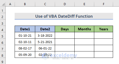 Find Intervals in Sheets using VBA DateDiff Function