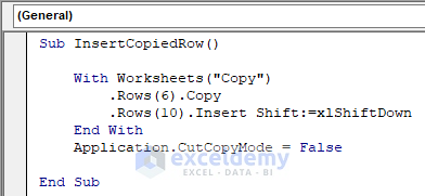 VBA Macro to Insert Copied Row in Excel