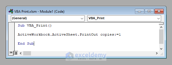 VBA Code to Print Data with VBA in Excel