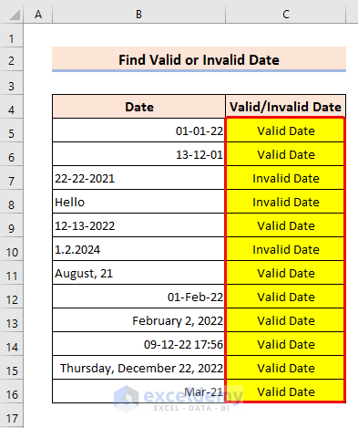 Find Valid or Invalid Date from a Range Using VBA IsDate