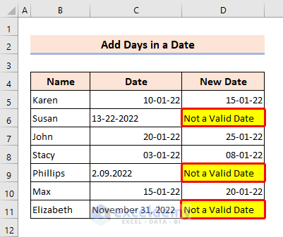 Add Days in a Date If Date is Valid Using VBA