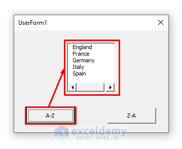 Sort ListBox A-Z with VBA in Excel