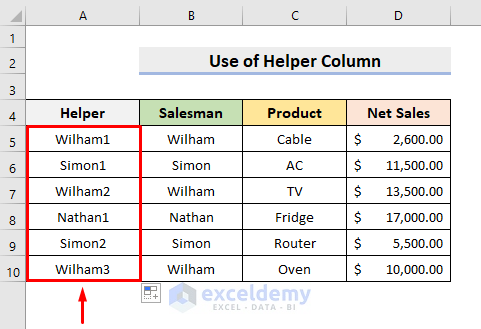Using Helper Column to Find Second Match with VLOOKUP in Excel