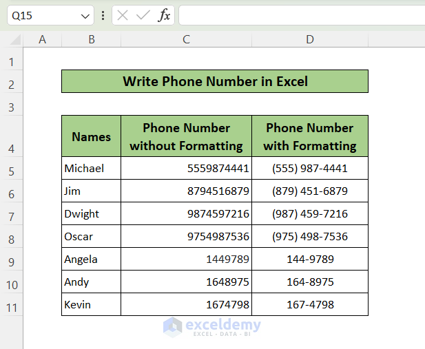 Overview Image of How to Write Phone Number in Excel