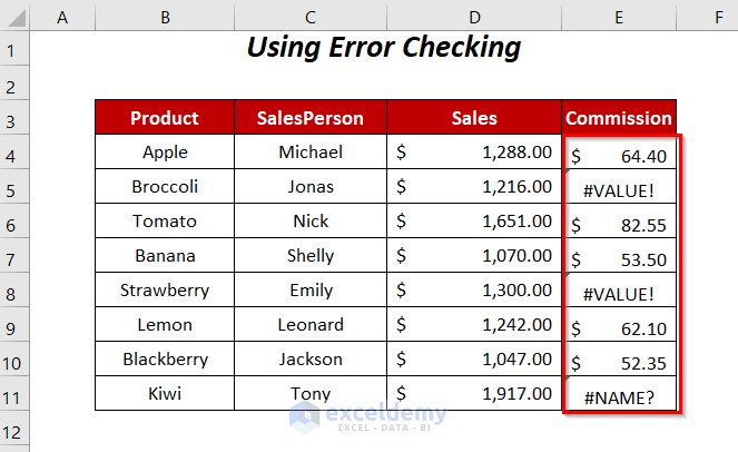 Excel found a problem with one or more formula references in this worksheet