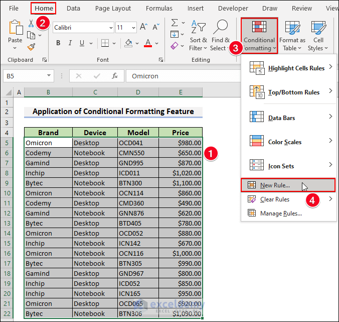 1-Use Conditional formatting feature