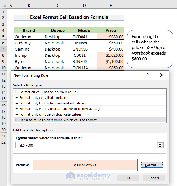 1.01-Excel format cell based on formula