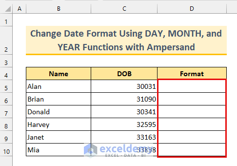Dataset with Number Date Format in Excel