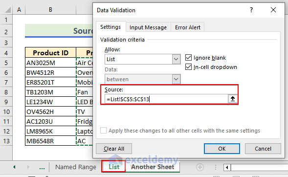 14-Use a List of data in the source box