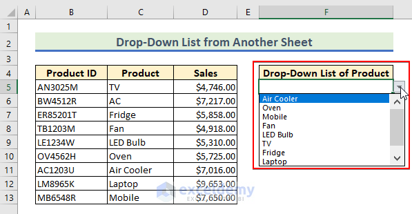 15-Making data validation drop-down list from another sheet