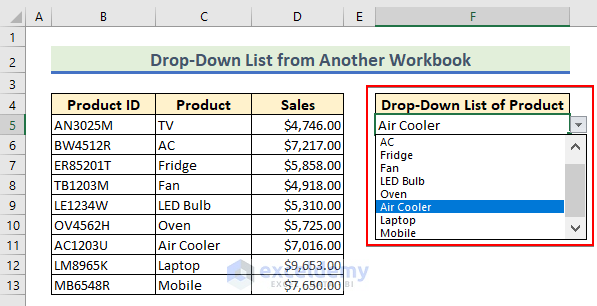 17-Creating data validation drop-down list from another workbook