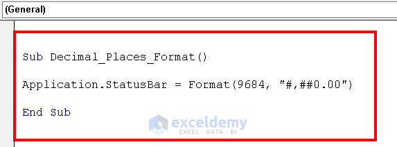 Excel VBA Format Number Decimal Places