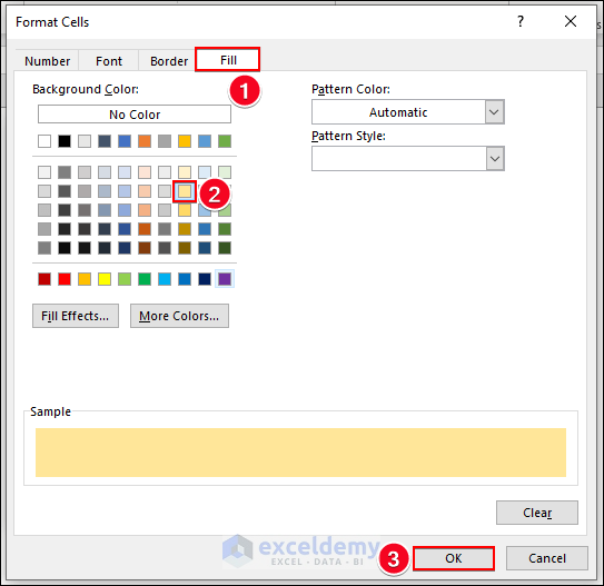 19-Use the Fill tab to Select any color