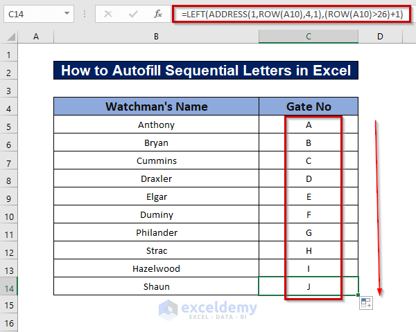 How to AutoFill Sequential Letters in Excel