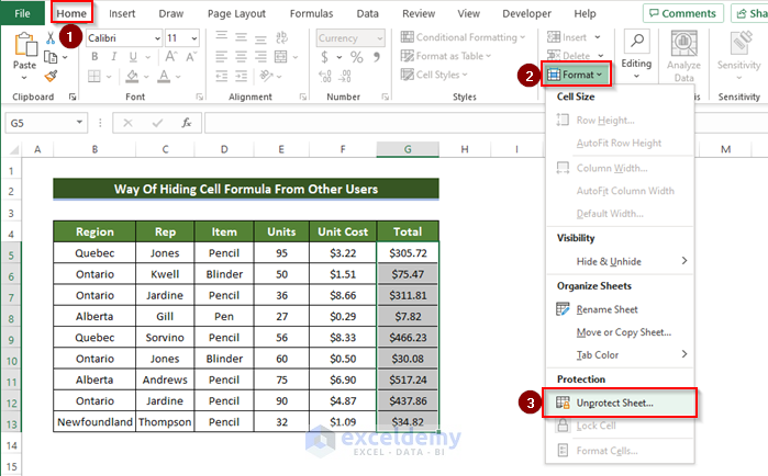 VBA to Hide Formulas from Other Users in Excel