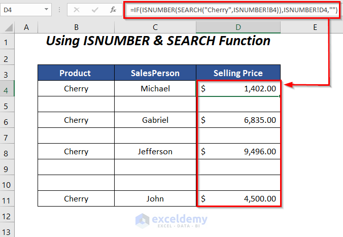ISNUMBER & SEARCH function