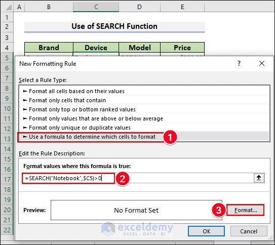 24-Use SEARCH function to format cells
