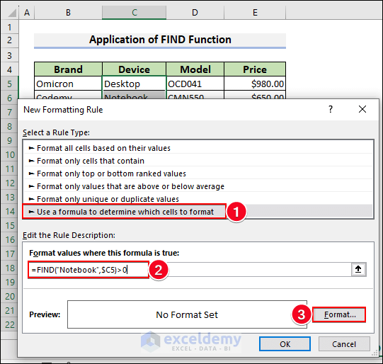 27-Apply the FIND function to highlight cells