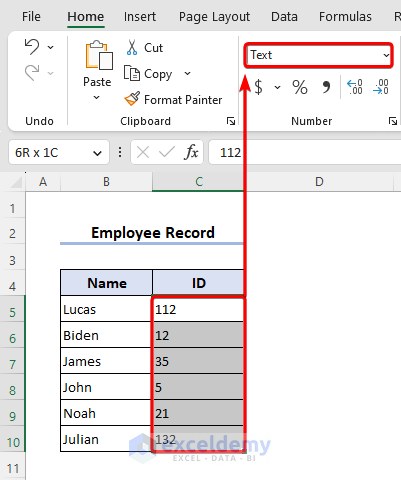 Dataset for how to add leading zeros in Excel text format