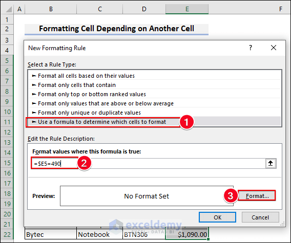 3-Apply the formula in the edit the rule description option