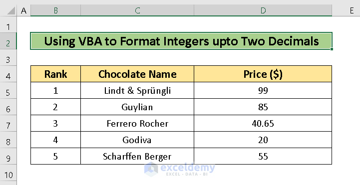 Excel VBA Format Number Decimal Places