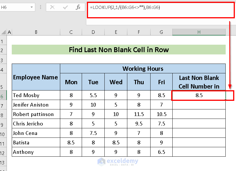 How to Find Last Non Blank Cell in Row in Excel