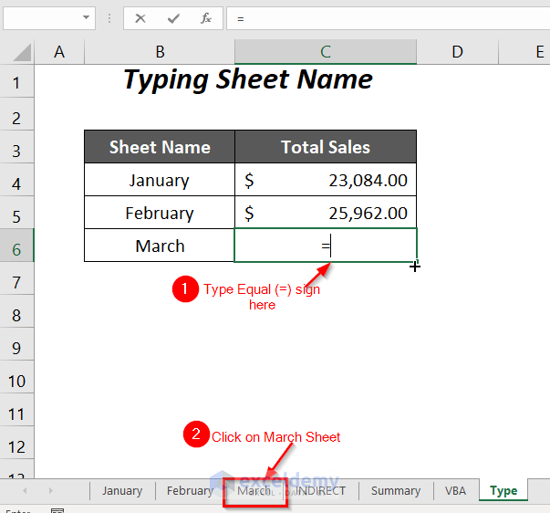Typing sheet name