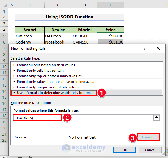 33-Use ISODD function in the New Formatting Rule window