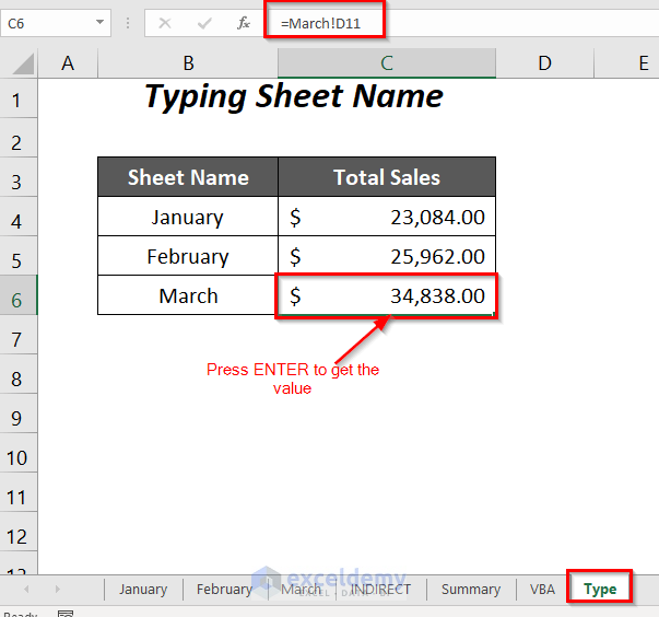 Typing sheet name