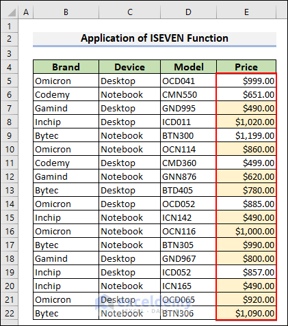 38-Format cells using the ISEVEN function