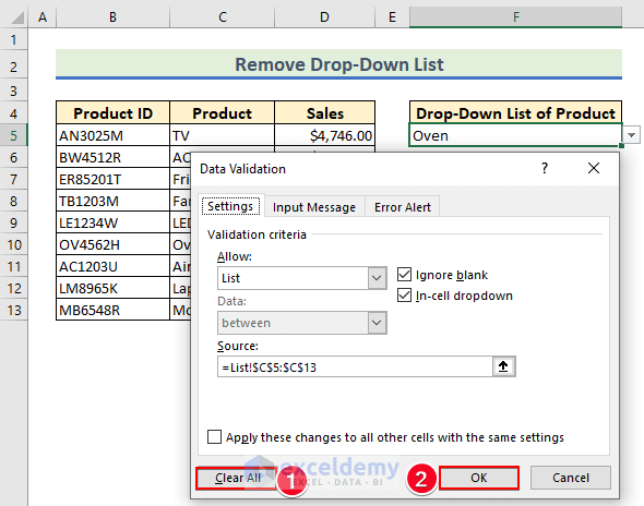 38-Select Clear All option to remove the drop-down list